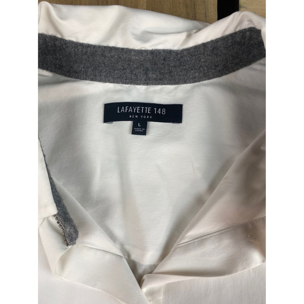 Lafayette 148 New York Womens White Button Down Shirt Top Long Sleeve‎ Size L - Picture 6 of 9